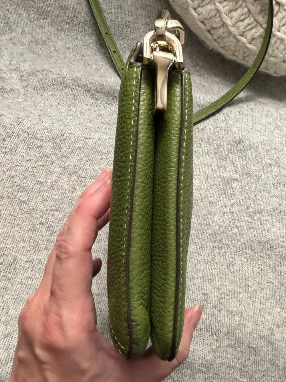 kate spade Green and Cream Canvas Leather Crossbody Bag